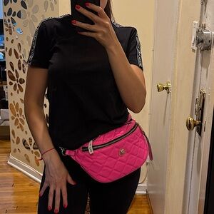 Vibrant Pink Quilted Waist and Belt Bag